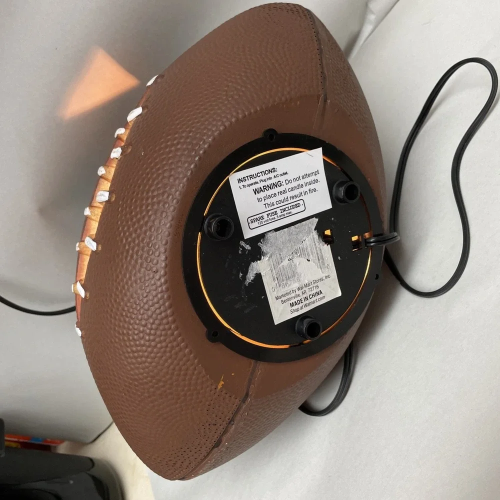 Gemmy Halloween Football Shaped Pumpkin Jack-O-Lantern Foam Blow Mold Light Lamp